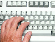 hand on keyboard