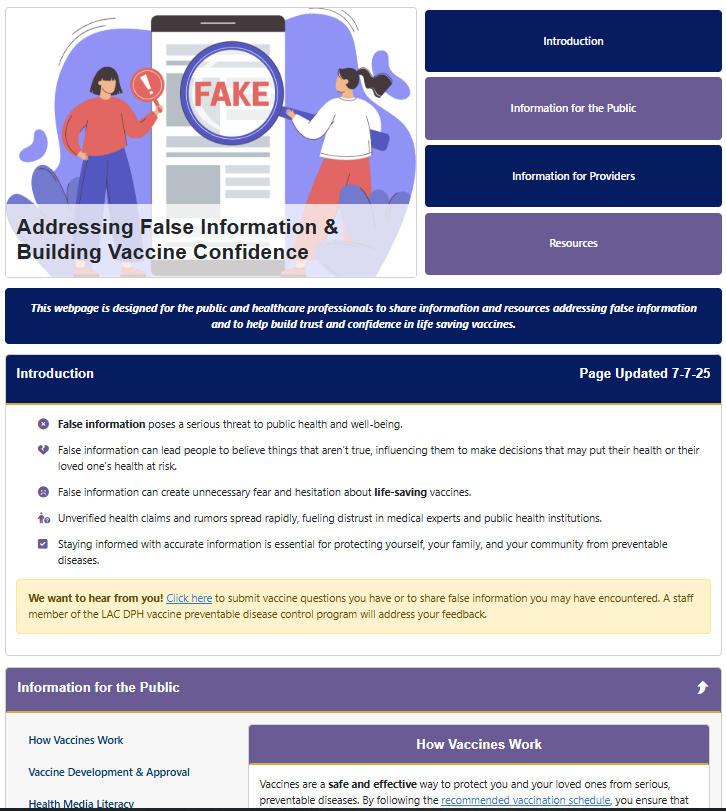 false vaccine information webpage