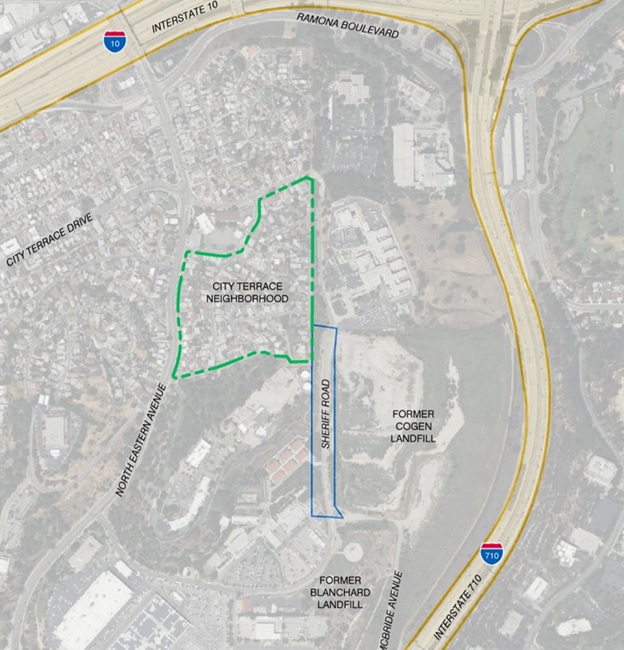 The Cogen Landfill, uphill from the City Terrace community Graph