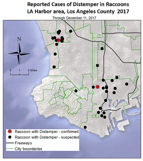 2017 map raccoons with distemper South Bay