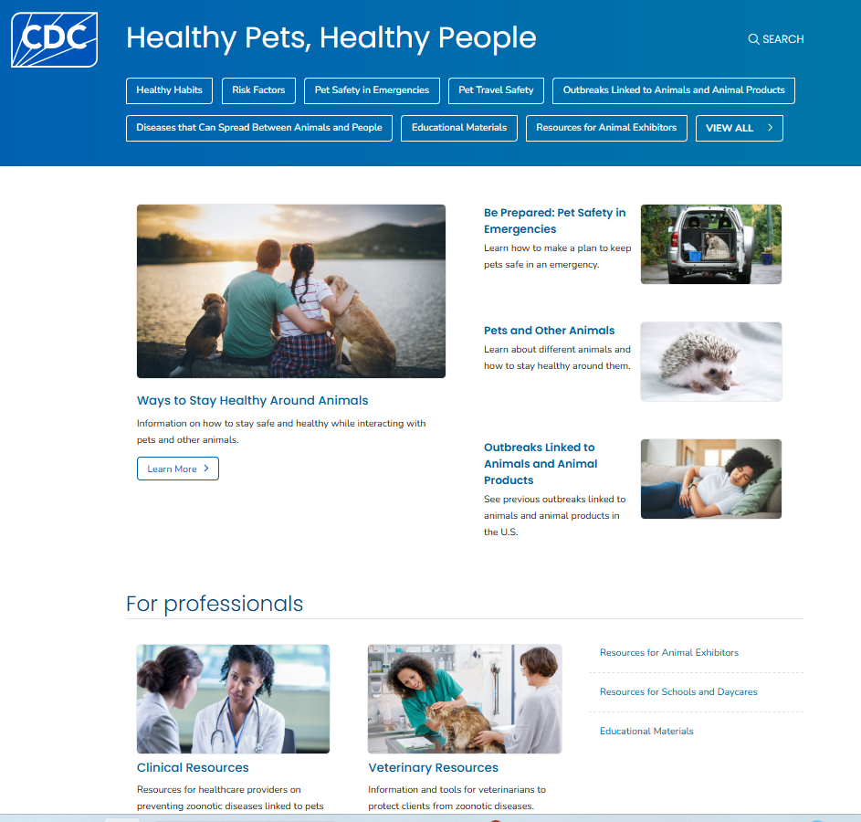 Healthy Pets, Healthy People - Infants and Young Children (CDC)