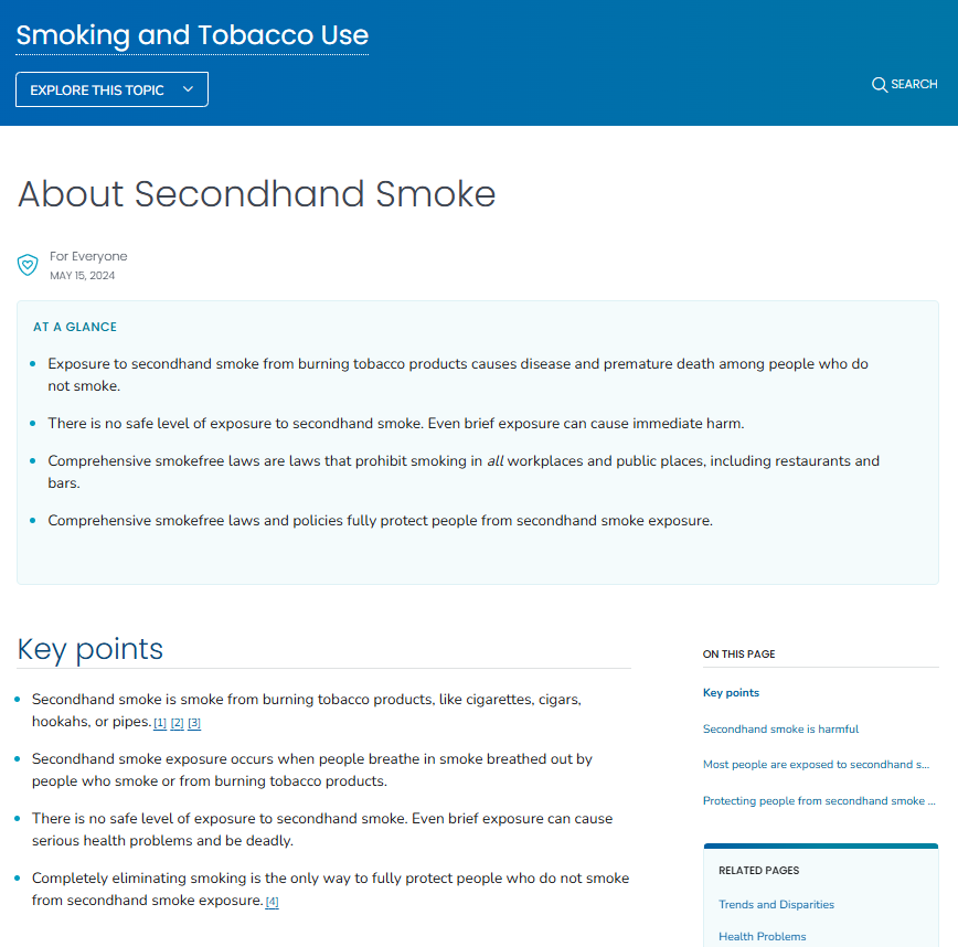 CDC Secondhand Smoke